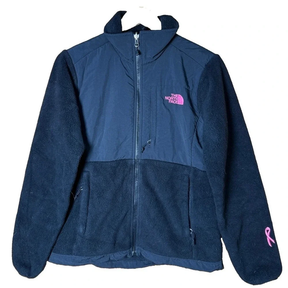 The North Face Jacket Womens Small Black Denali Polartec Breast Cancer Awareness